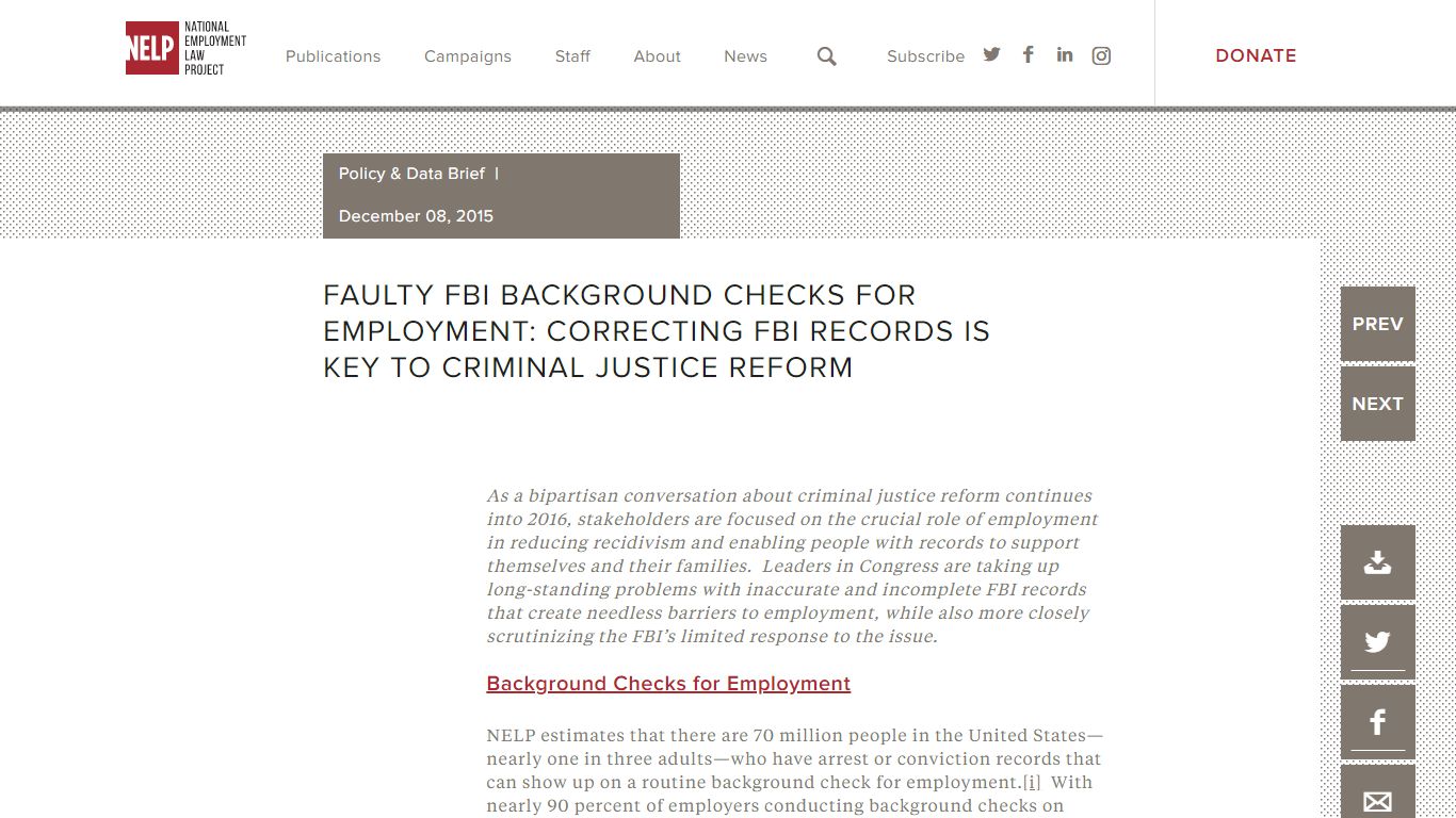 Faulty FBI Background Checks for Employment: Correcting FBI Records Is ...